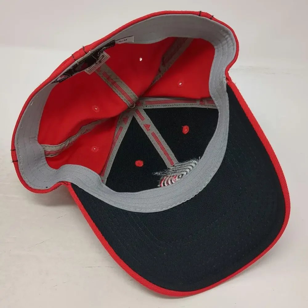 Portland Trail Blazers NBA Adidas Baseball Cap Red M Stretch Fit Logo Team Hat